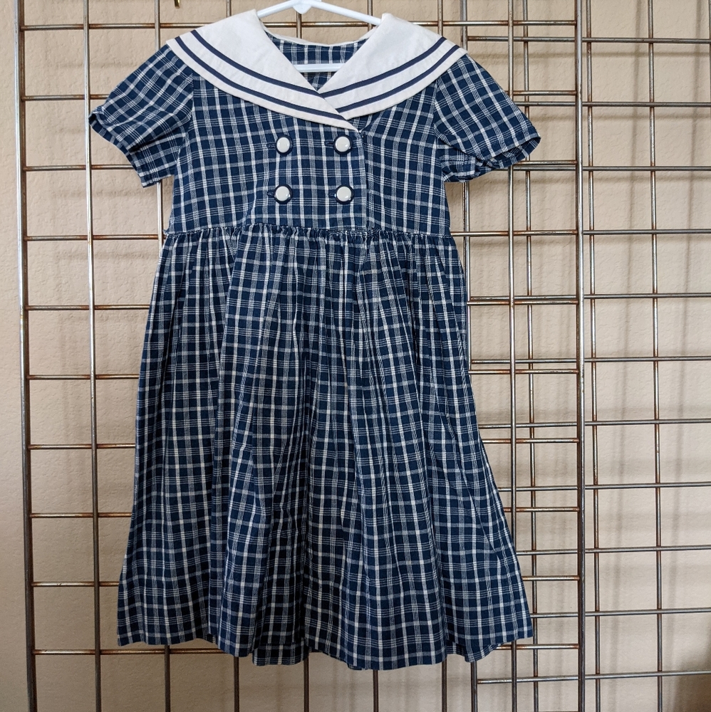 Adorable plaid sailor look girls dress.